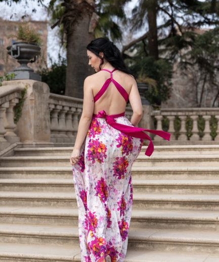 Vestido MULTIPOSICIÓN PARIS ESTAMPADO FUCSIA