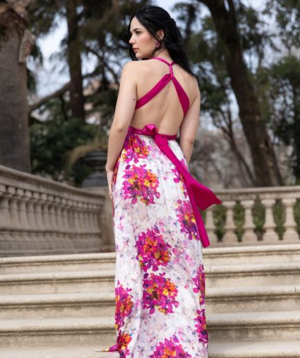 Vestido MULTIPOSICIÓN PARIS ESTAMPADO FUCSIA