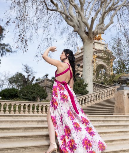 Vestido MULTIPOSICIÓN PARIS ESTAMPADO FUCSIA