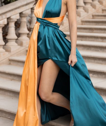 Vestido MULTIPOSICIÓN PARIS PETRÓLEO-CALABAZA