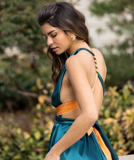 Vestido MULTIPOSICIÓN PARIS PETRÓLEO-CALABAZA