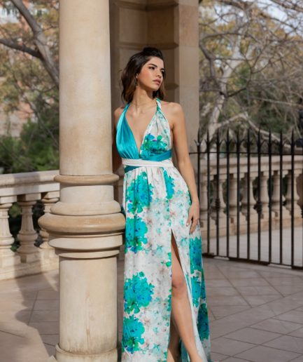 Vestido MULTIPOSICIÓN PARIS ESTAMPADO TURQUESA
